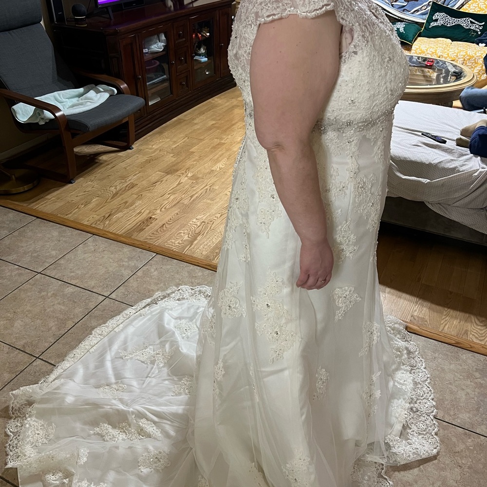 David's Bridal Ivory Lace Gown - Gem David's Bridal Ivory Lace Gown - Gem
